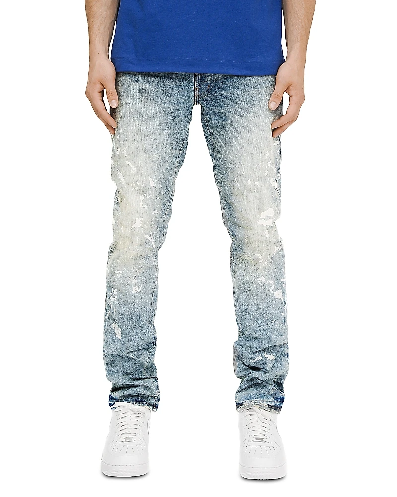 Purple Brand Manganese Slim Straight Jeans with Paint Splatter