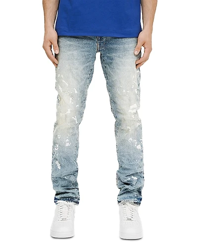 Purple Brand Manganese Slim Straight Jeans with Paint Splatter