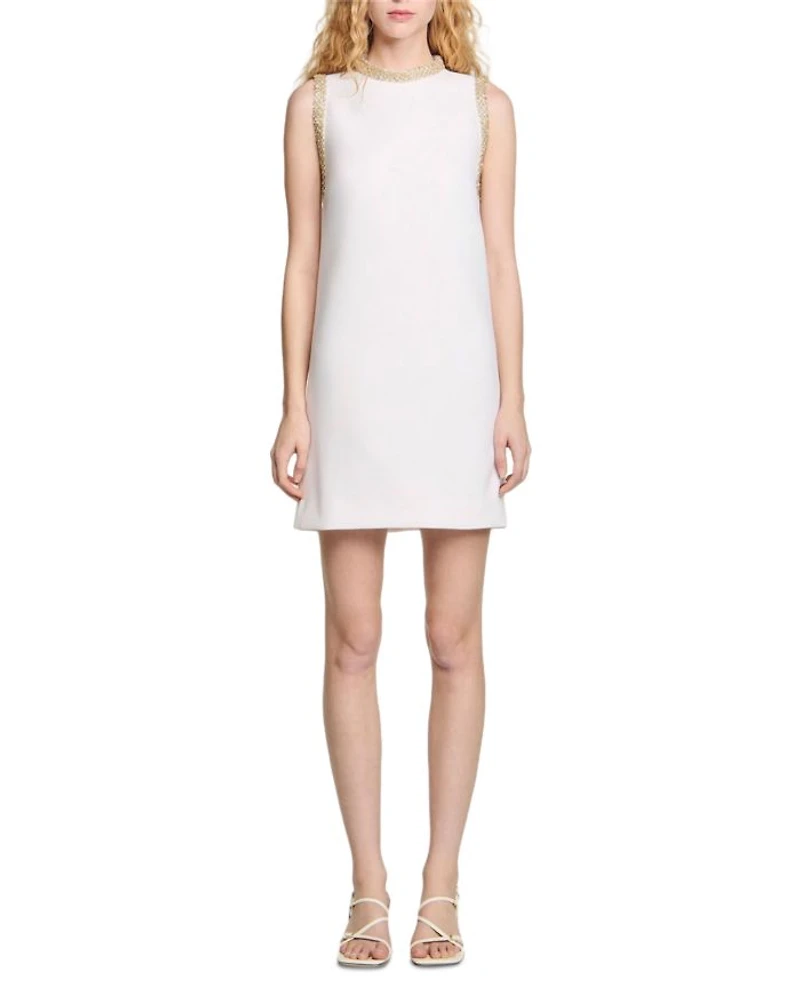 Short Dress with Rhinestone Trim