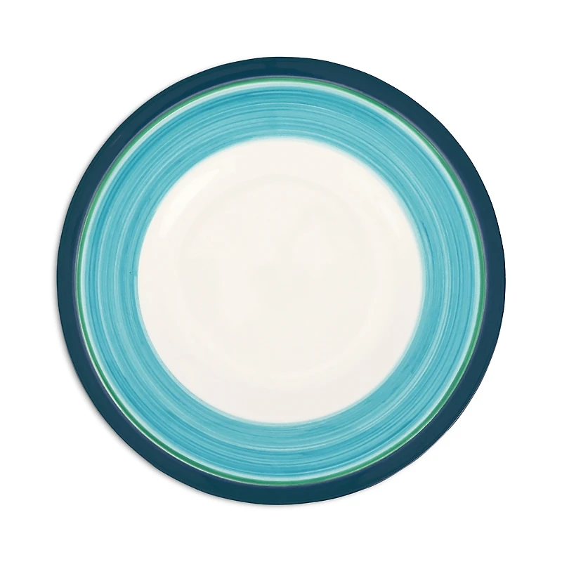 Vietri Lisbon Cobalt and Aqua Stripe Salad Plate