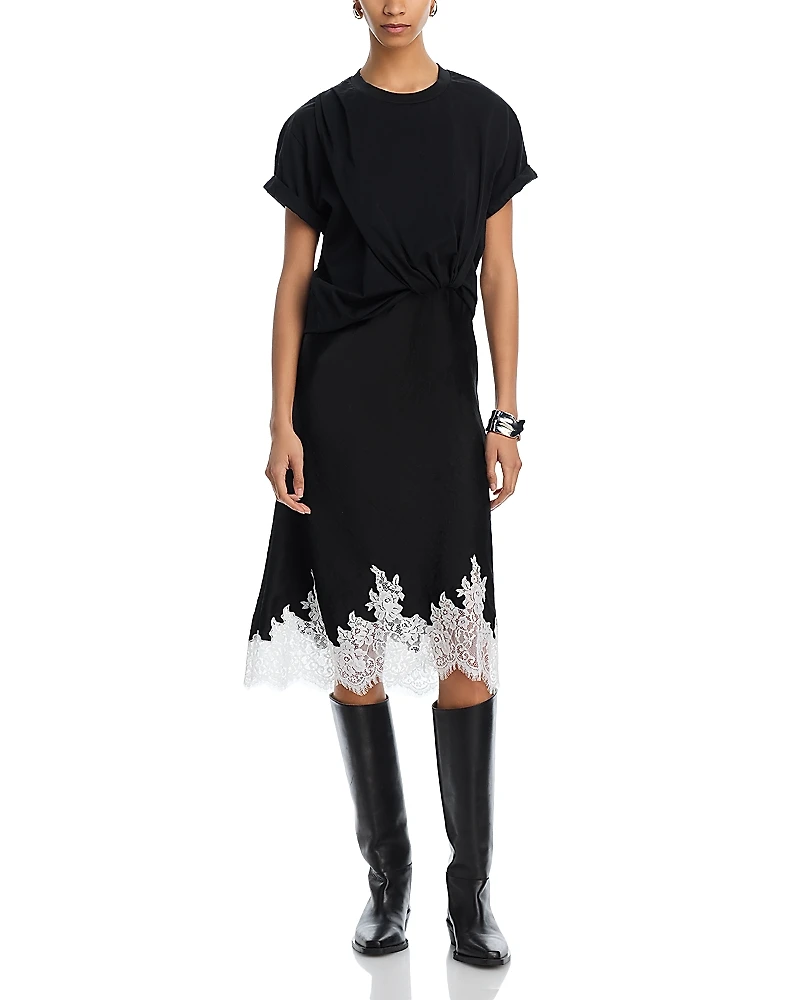3.1 Phillip Lim Draped Slip Combo Cotton T-Shirt Dress