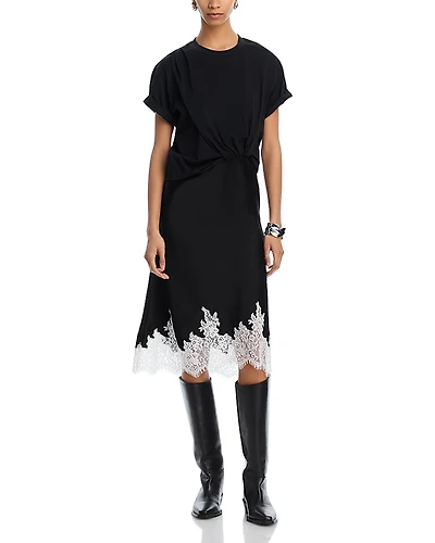 3.1 Phillip Lim Draped Slip Combo Cotton T-Shirt Dress