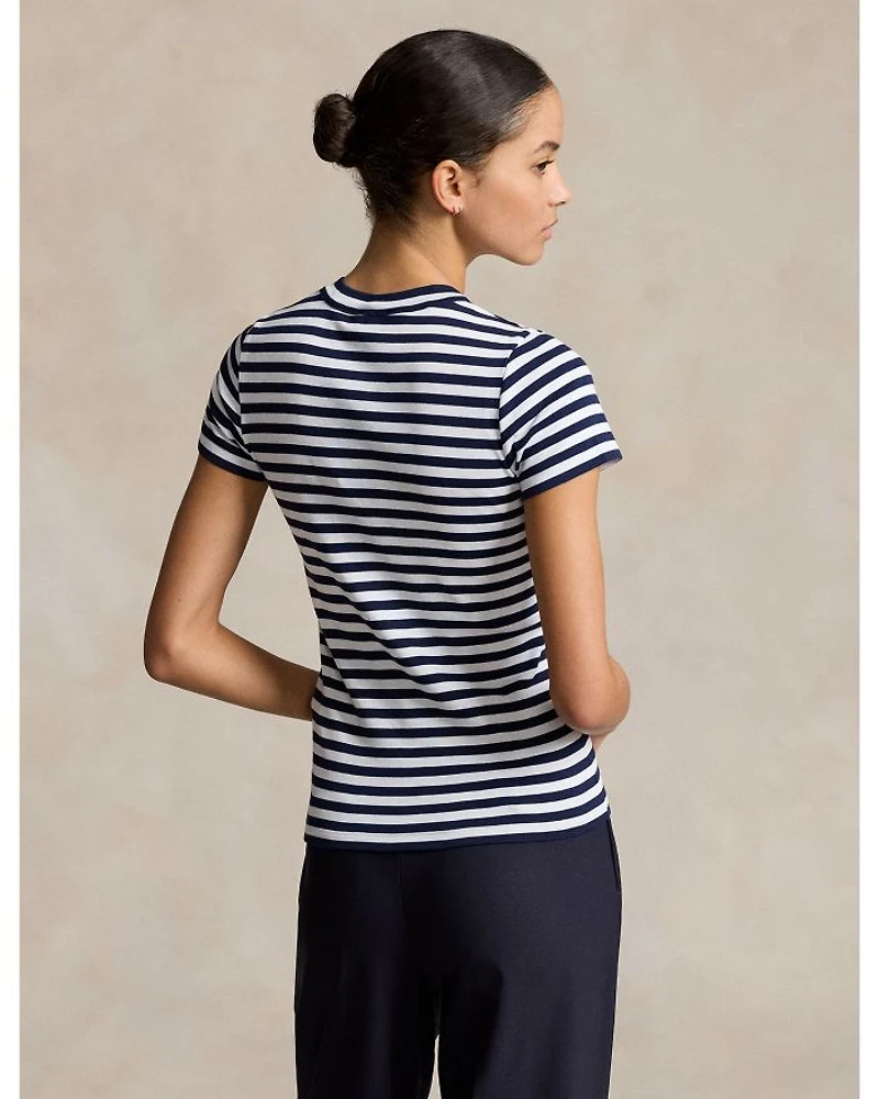 Striped Ribbed Cotton Crewneck Tee