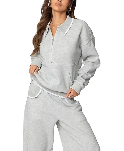 Edikted Ashtin Ruffle Trim Sweatshirt