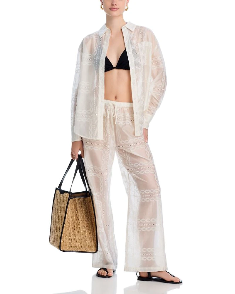 Embroidered Swim Cover-Up Pants - Exclusive