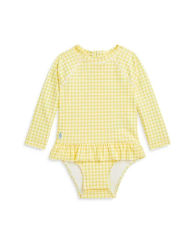 Girls' Gingham Ruffled One Piece Rash Guard - Baby