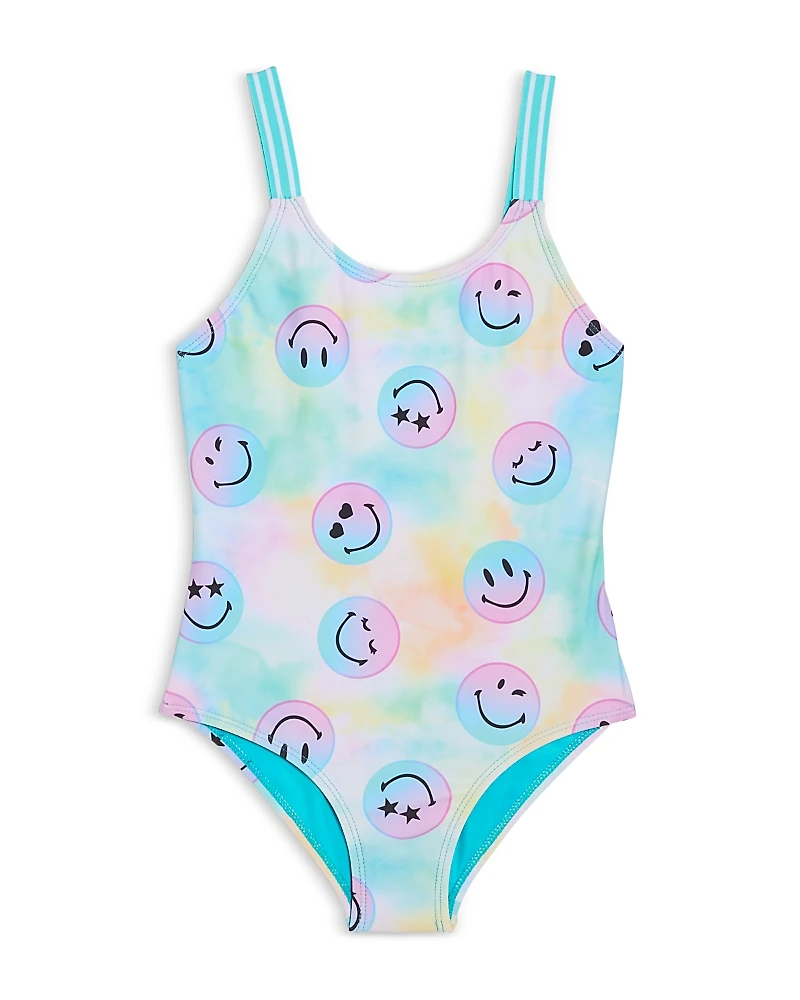 Limeapple Girls' Smile Print One Piece Swimsuit - Little Kid, Big Kid