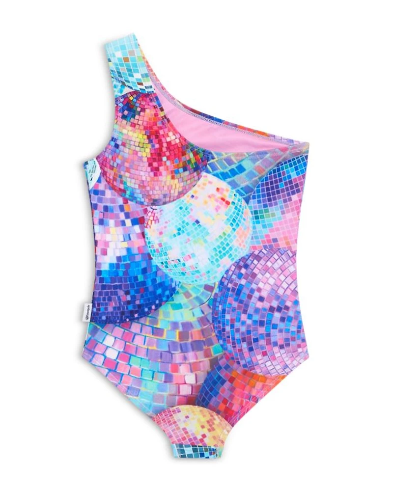 Girls' Disco One Shoulder Piece Swimsuit - Little Kid