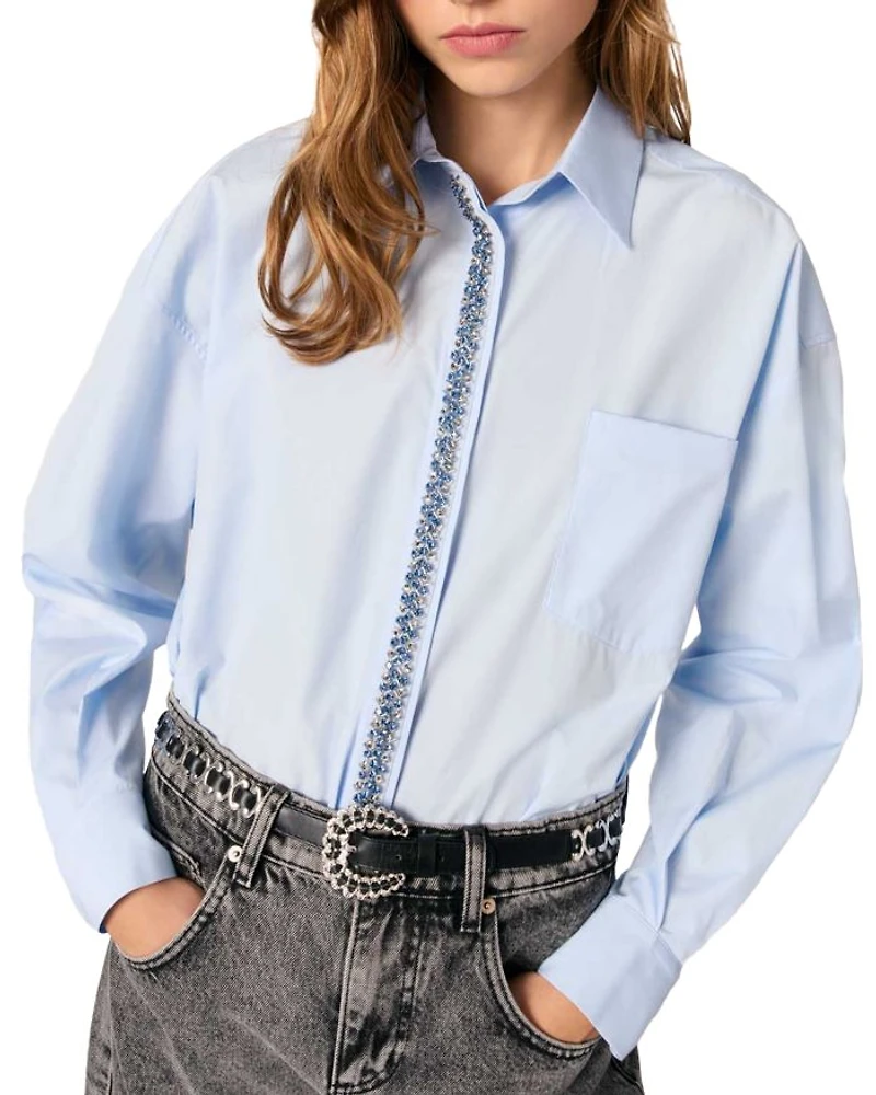 Poplin Rhinestone Shirt