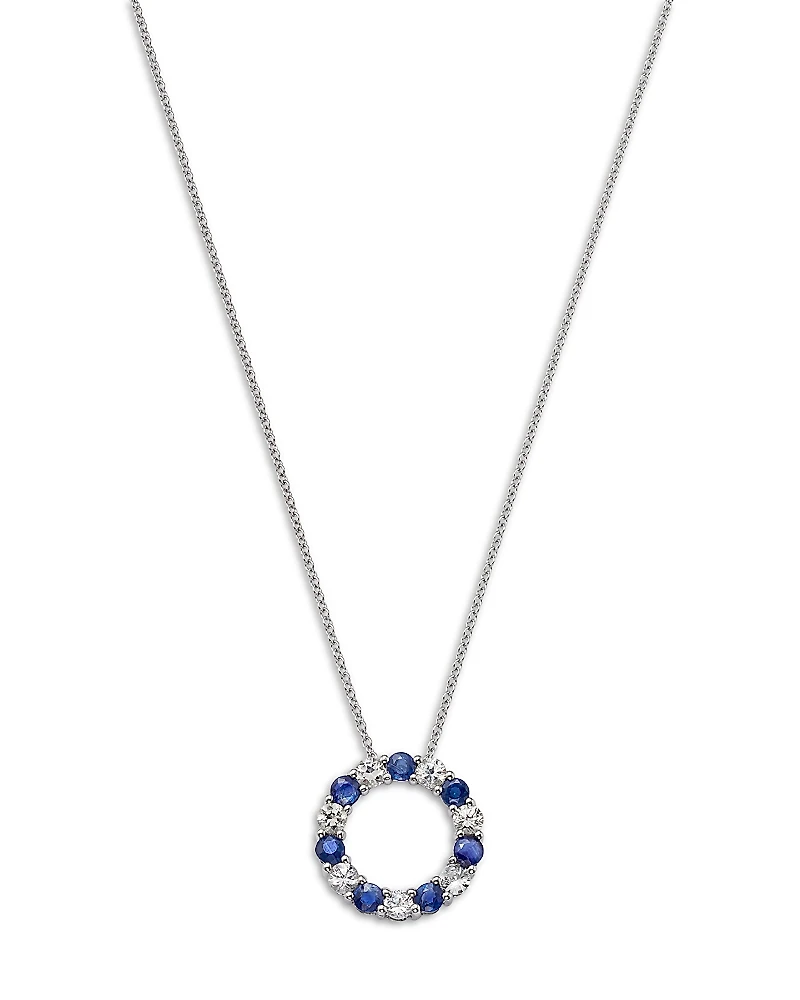 Bloomingdale's Fine Collection Blue Sapphire & White Sapphire Circle Pendant Necklace