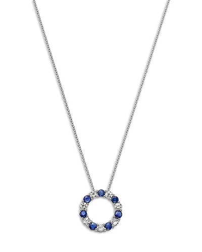 Bloomingdale's Fine Collection Blue Sapphire & White Sapphire Circle Pendant Necklace