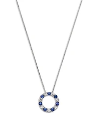 Bloomingdale's Fine Collection Blue Sapphire & White Sapphire Circle Pendant Necklace
