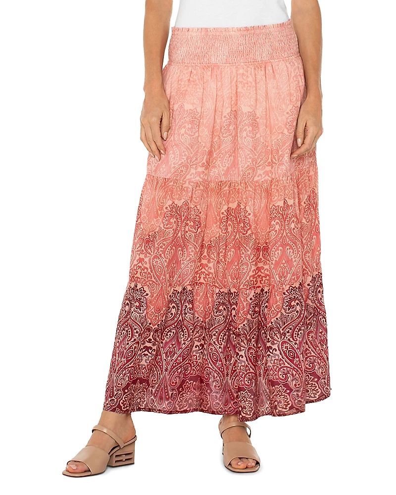 Liverpool Los Angeles Tiered Woven Maxi Skirt