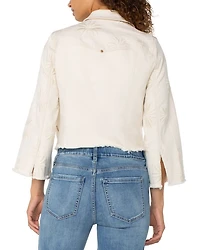 Embroidered Fray Hem Jacket