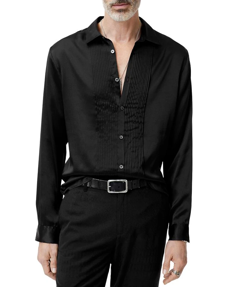 Silk Pleated Front Shirt
