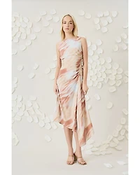 Printed Asymmetric Midi Dress