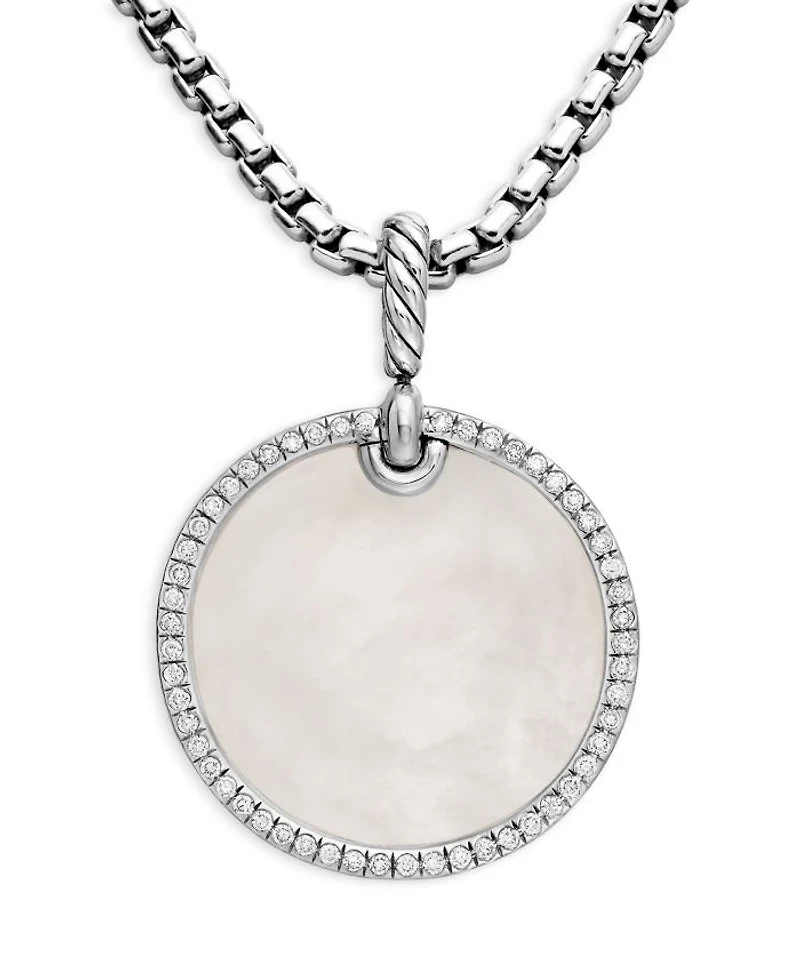 Sterling Silver DY Elements® Disc Pendant with Mother-of-Pearl & Diamonds