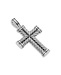 Men's Chevron Cross Pendant in Sterling Silver, 40mm