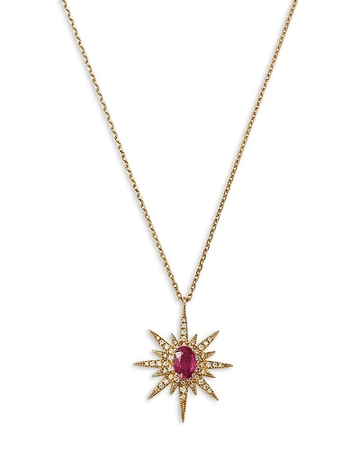 Bloomingdale's Fine Collection Ruby & Diamond Starburst Pendant Necklace