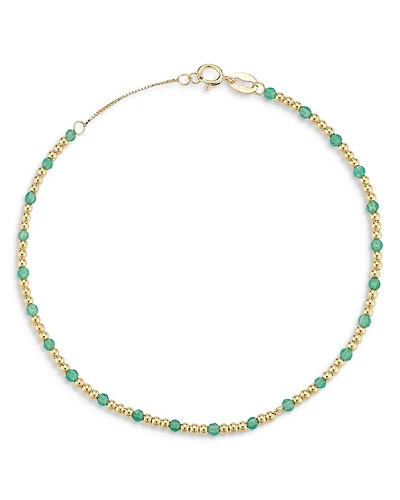 14K Yellow Gold Chalcedony Beaded Bracelet