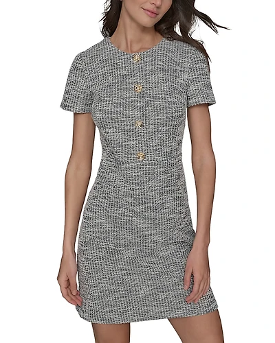 Knit Tweed A-Line with Flower Buttons