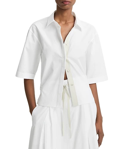 Vince Short Sleeve Collared Button Down Poplin Shirt