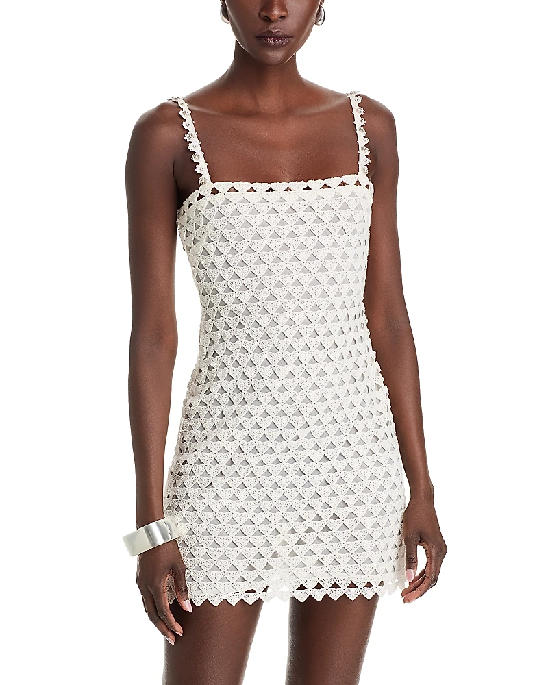 LoveShackFancy Camara Heart Lace Mini Dress