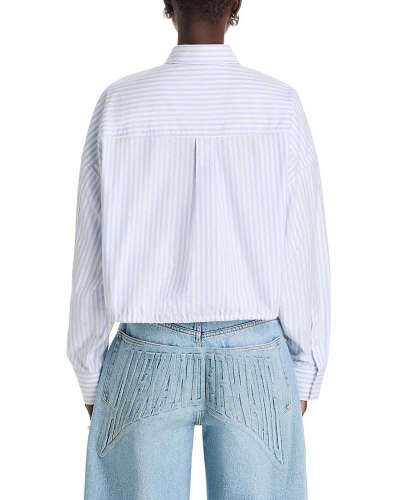 Drawstring Hem Poplin Shirt