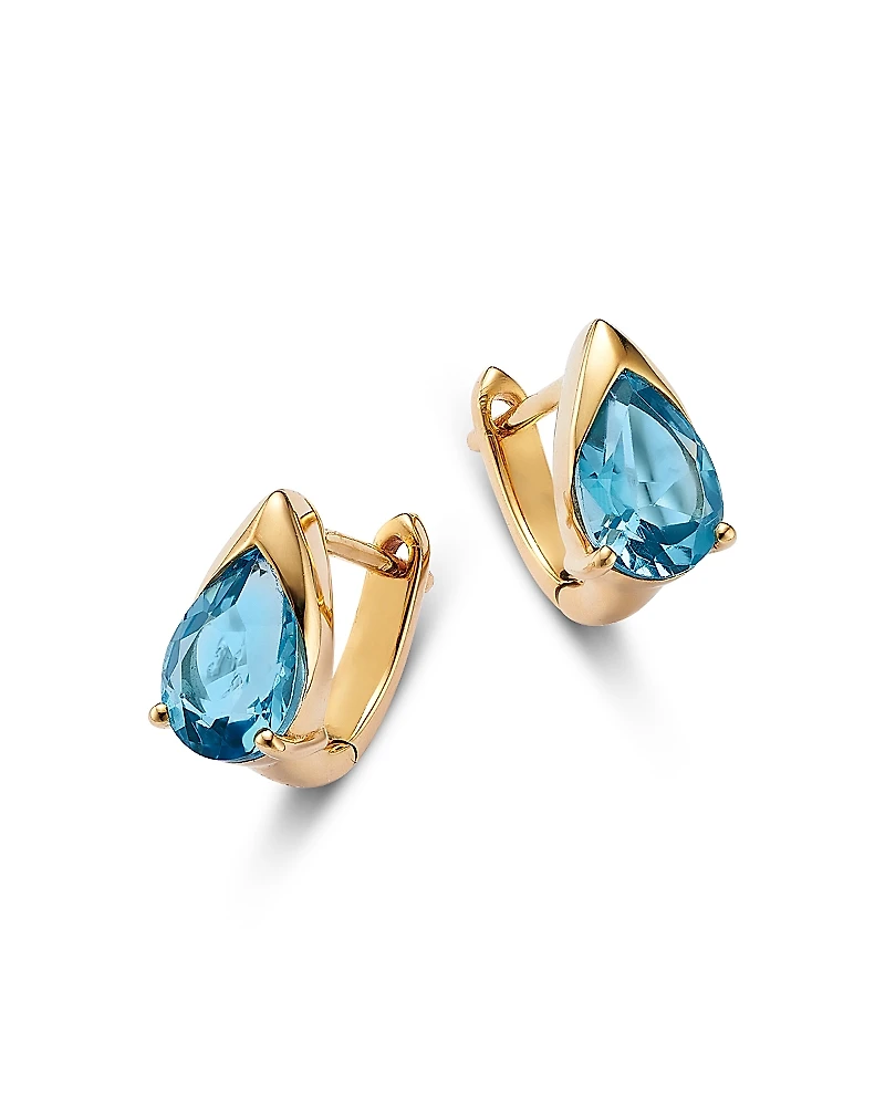 Bloomingdale's Fine Collection London Blue Topaz Pear Huggie Hoop Earrings