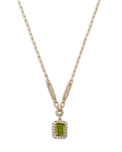 Bloomingdale's Fine Collection Peridot & Diamond Halo Pendant Necklace