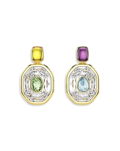 Swarovski Chroma Octagon Crystal Asymmetrical Drop Earrings
