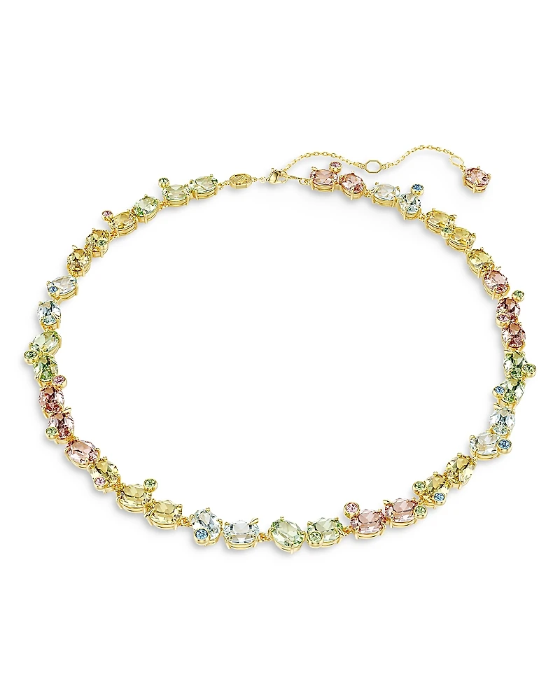 Swarovski Gema Mixed Cut Multicolor Crystal Tennis Necklace, 14.875-17.75