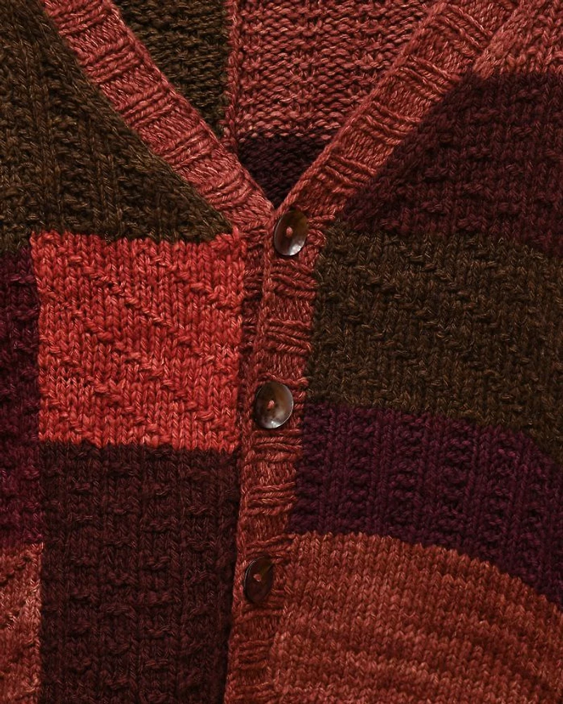 Wool Patchwork Regular Fit Cardigan