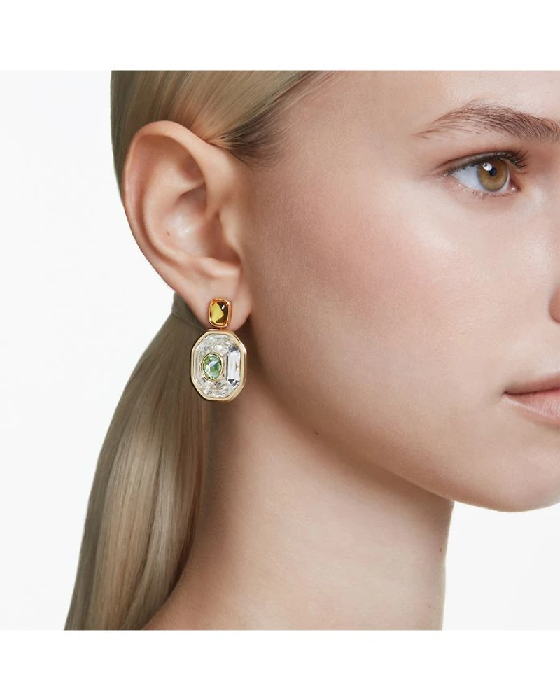 Chroma Octagon Crystal Asymmetrical Drop Earrings