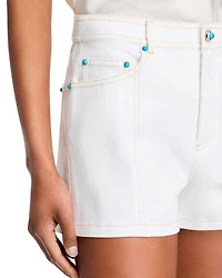 Turquoise Embellished Ceil Shorts