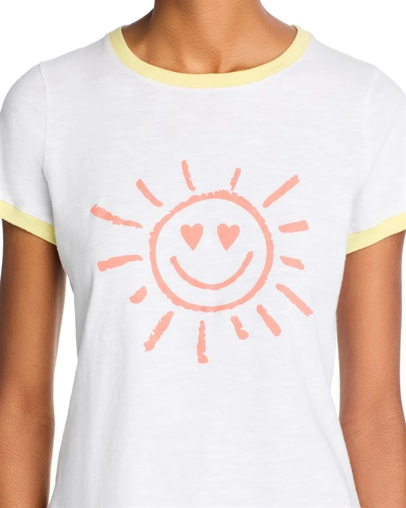Smiling Sun Shrunken Ringer Tee