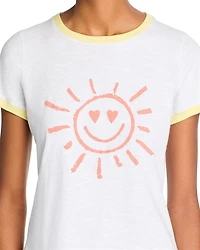 Smiling Sun Shrunken Ringer Tee