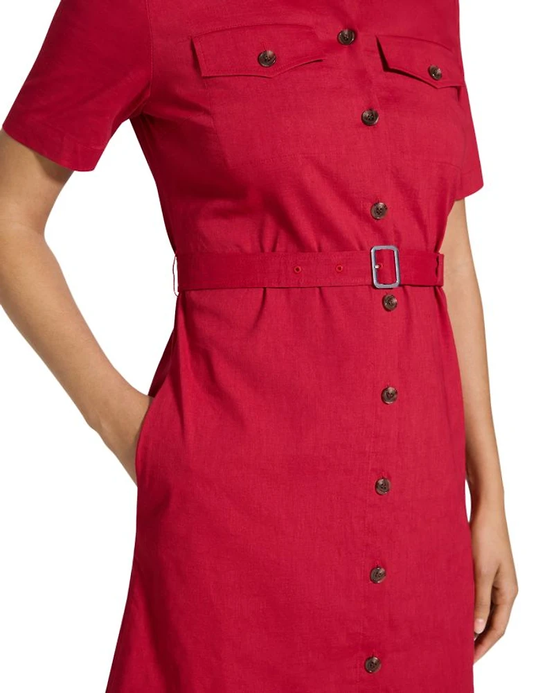 Linen Blend Military Mini Dress