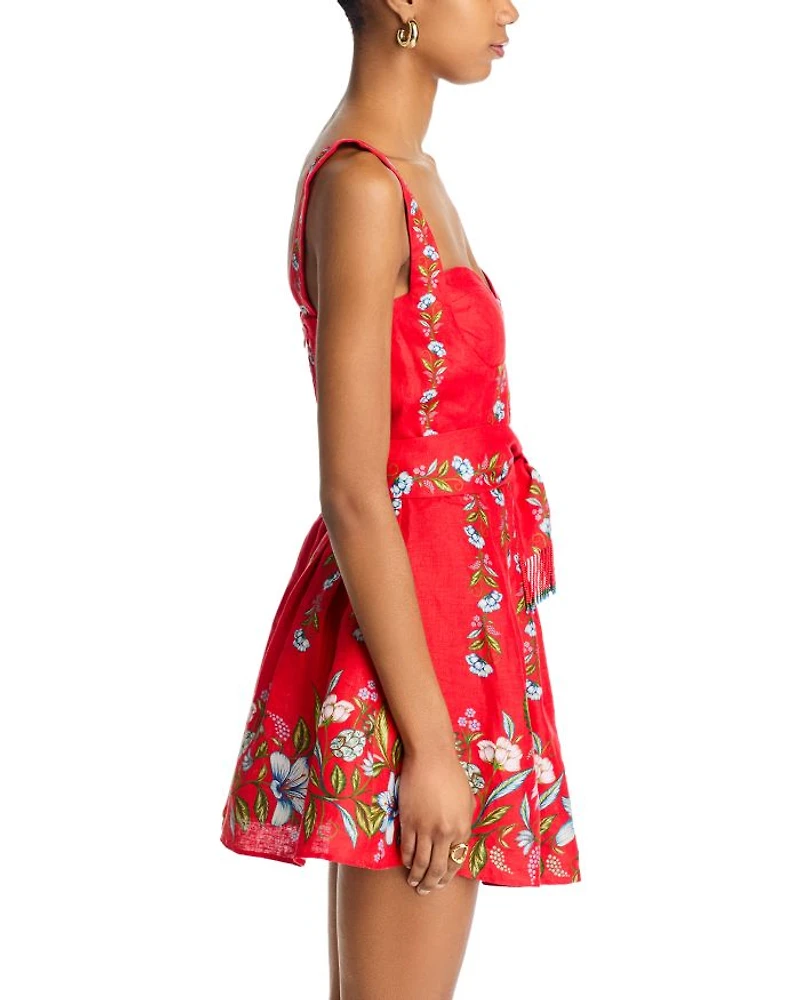 Sweet Bloom Bouquet Red Sleeveless Mini Dress