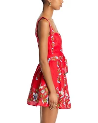 Sweet Bloom Bouquet Red Sleeveless Mini Dress