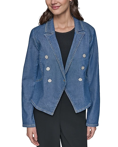 Karl Lagerfeld Paris Asymmetric Denim Blazer
