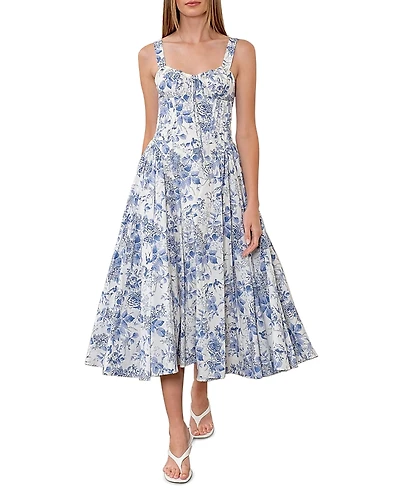 Moon River Floral Print Midi Dress