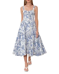 Moon River Floral Print Midi Dress