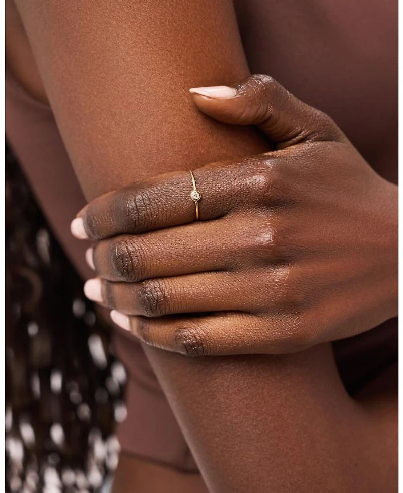 Solid Yellow Gold Solo Diamond Stacking Ring