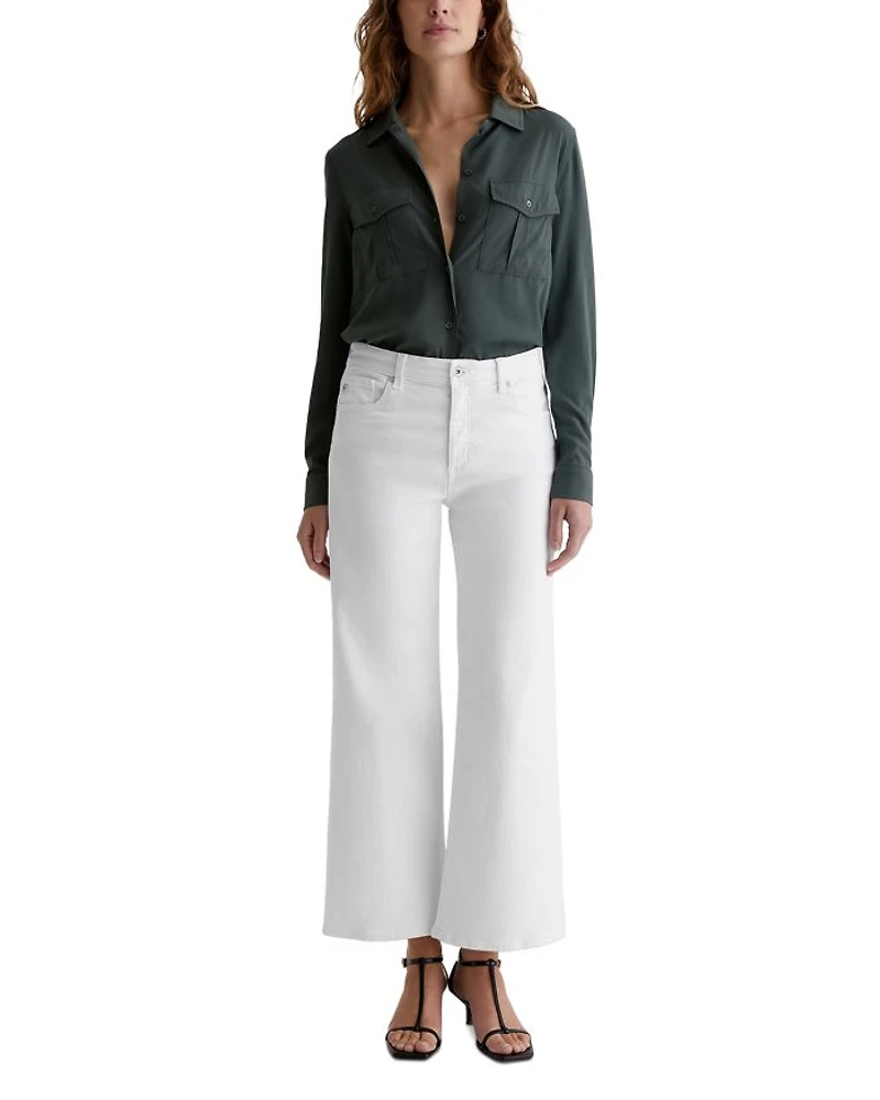 Saige Mid Rise Wide Leg Cropped Jeans Gallery White