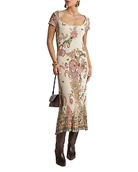 Etro Printed Square Neck Midi Dress