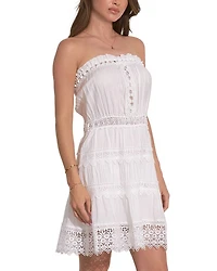 Strapless Crochet Trim Dress