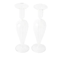 Vietri Nuovo Stripe White Candlesticks, Set of 2