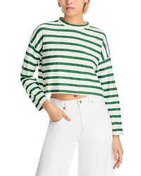 Cropped Long Sleeve Stripe Tee