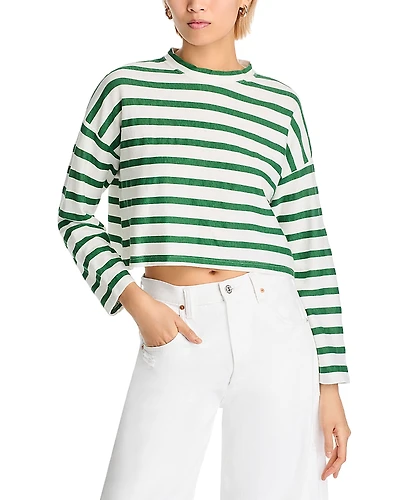Askk Ny Cropped Long Sleeve Stripe Tee